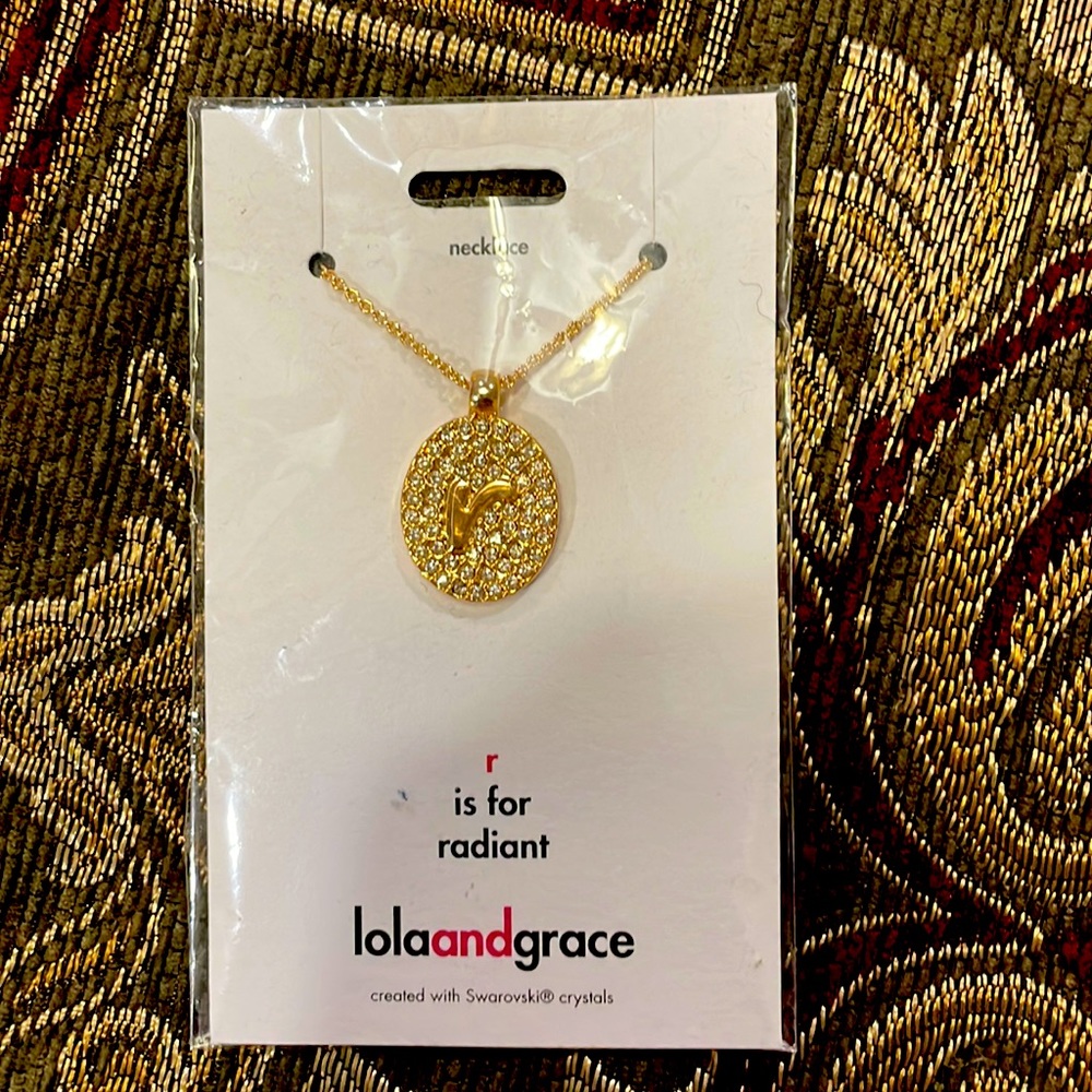 Swarovski Lola and grace R alphabet pendent necklace